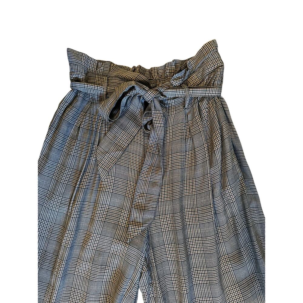 American Eagle Women’s Plaid Paperbag WideLeg Waist Pants Size S Y2KStyle Preppy